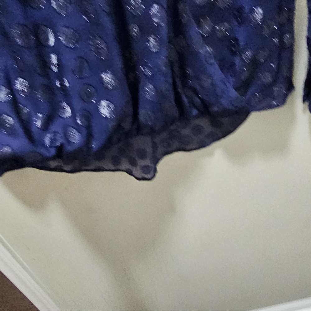 Elegant Navy Blue Sheer Women's Top - Picture 4 of 11